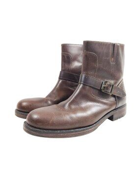 Franco Fortini Mens Size 9 Brown Leather Ankle Boots With Side Zipper